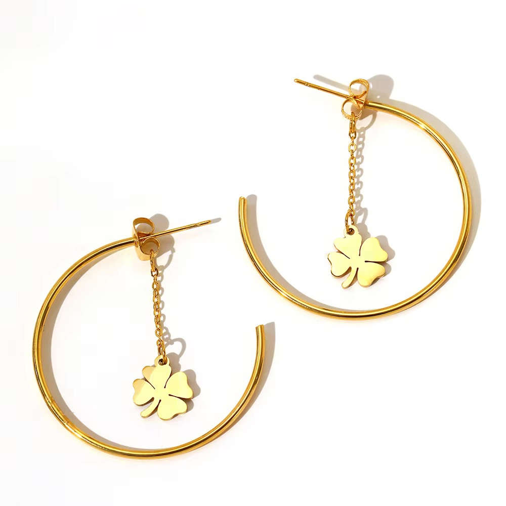 Boucles d'Oreilles Trèfle Créoles
