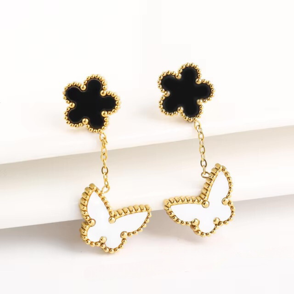 Boucles d'Oreilles motif Trèfle Papillon