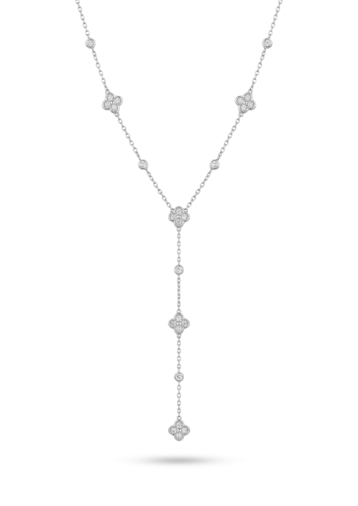 Collier Y Trèfles et Brillants argent