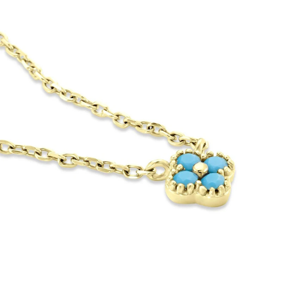 Collier Mini Trèfle or et bleu
