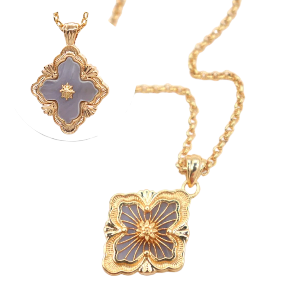 Collier Trèfle Réversible gris