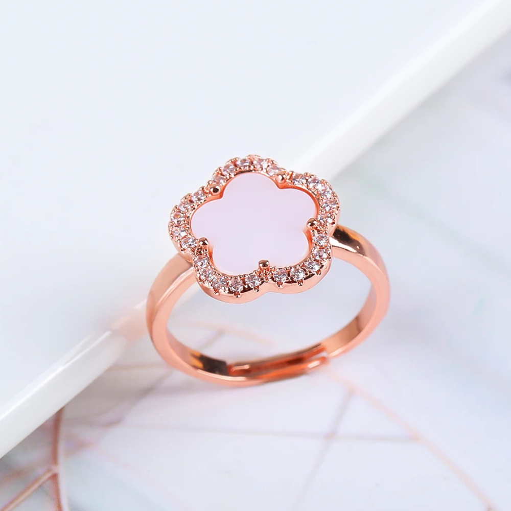 Bague Trèfle Rose et Blanche