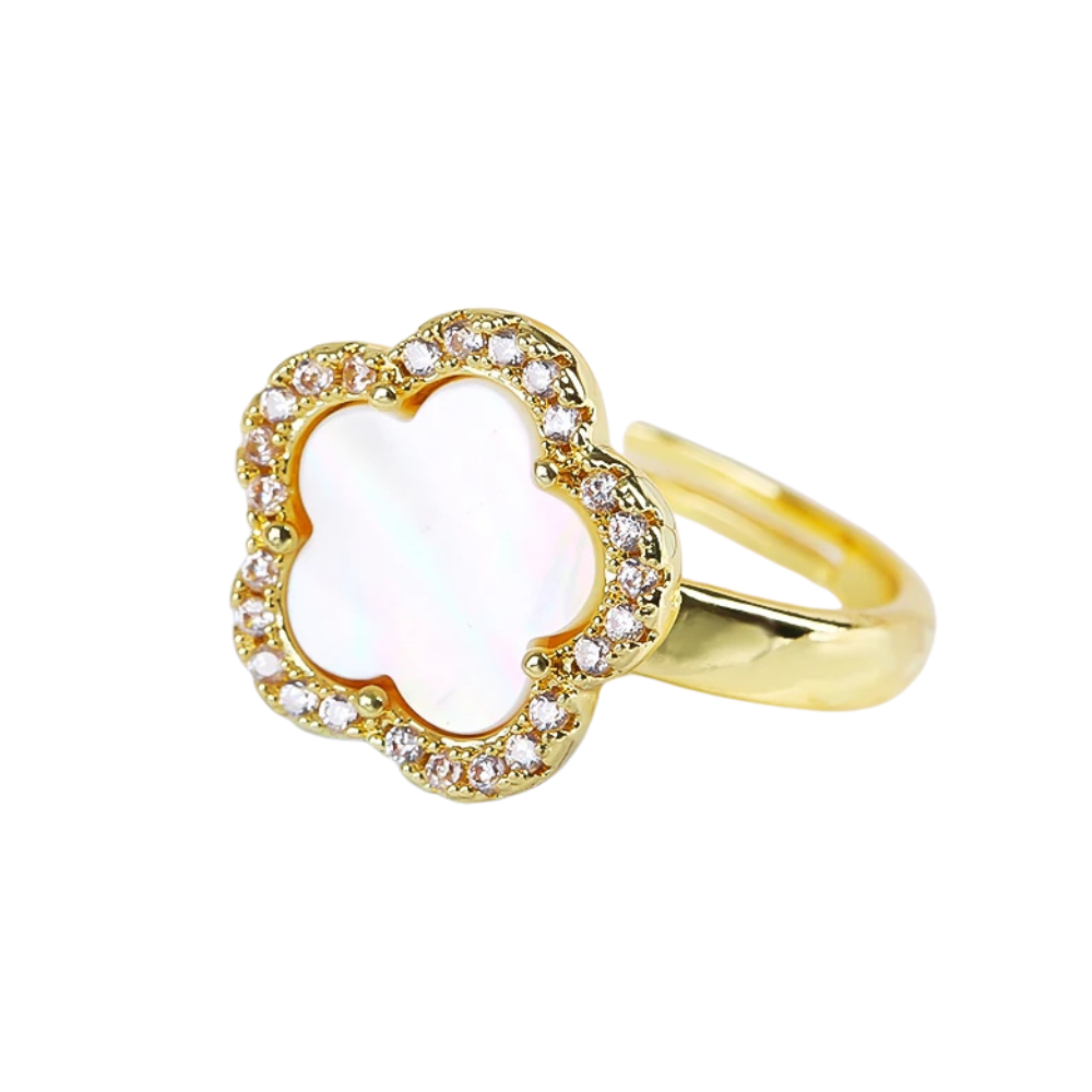 Bague Trèfle Or et Blanche