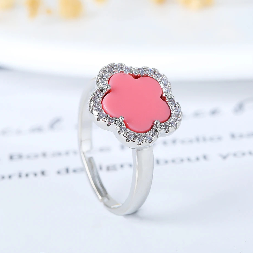 Bague Trèfle Argent et Rose