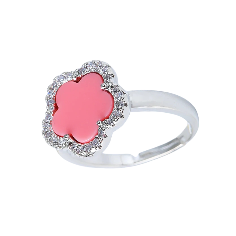 Bague Trèfle Argent et Rose
