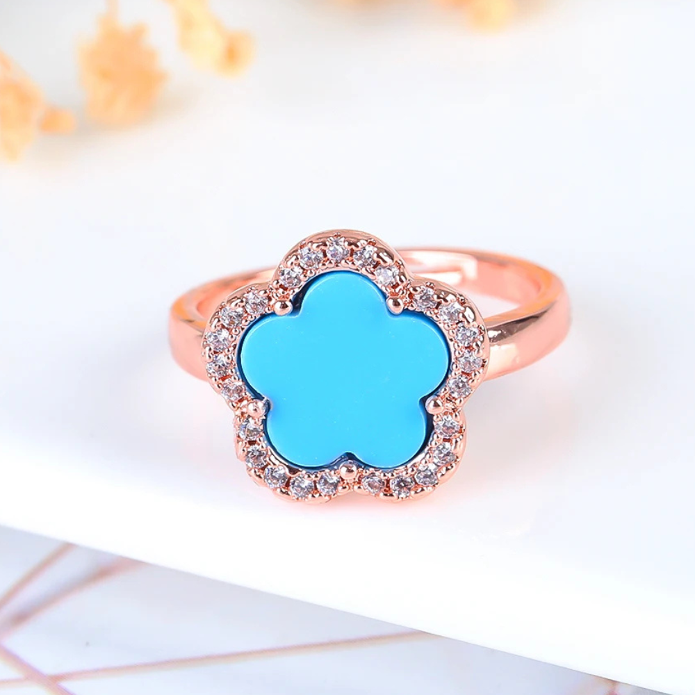 Bague Trèfle Rose et Bleue