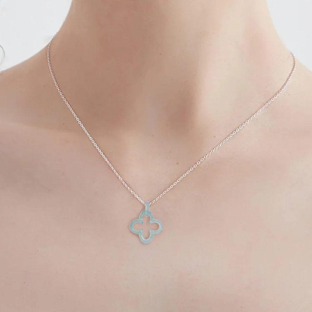 Collier Trèfle vert d'eau