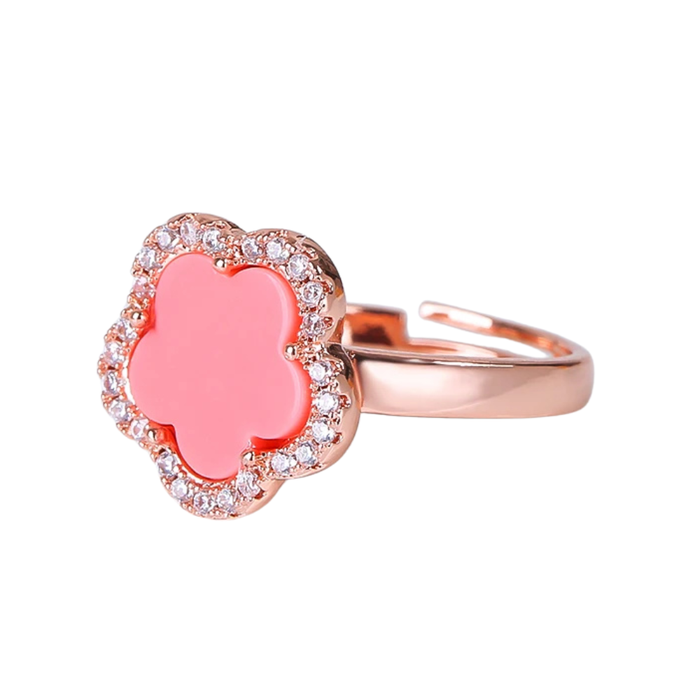 Bague Trèfle Or Rose et diamants