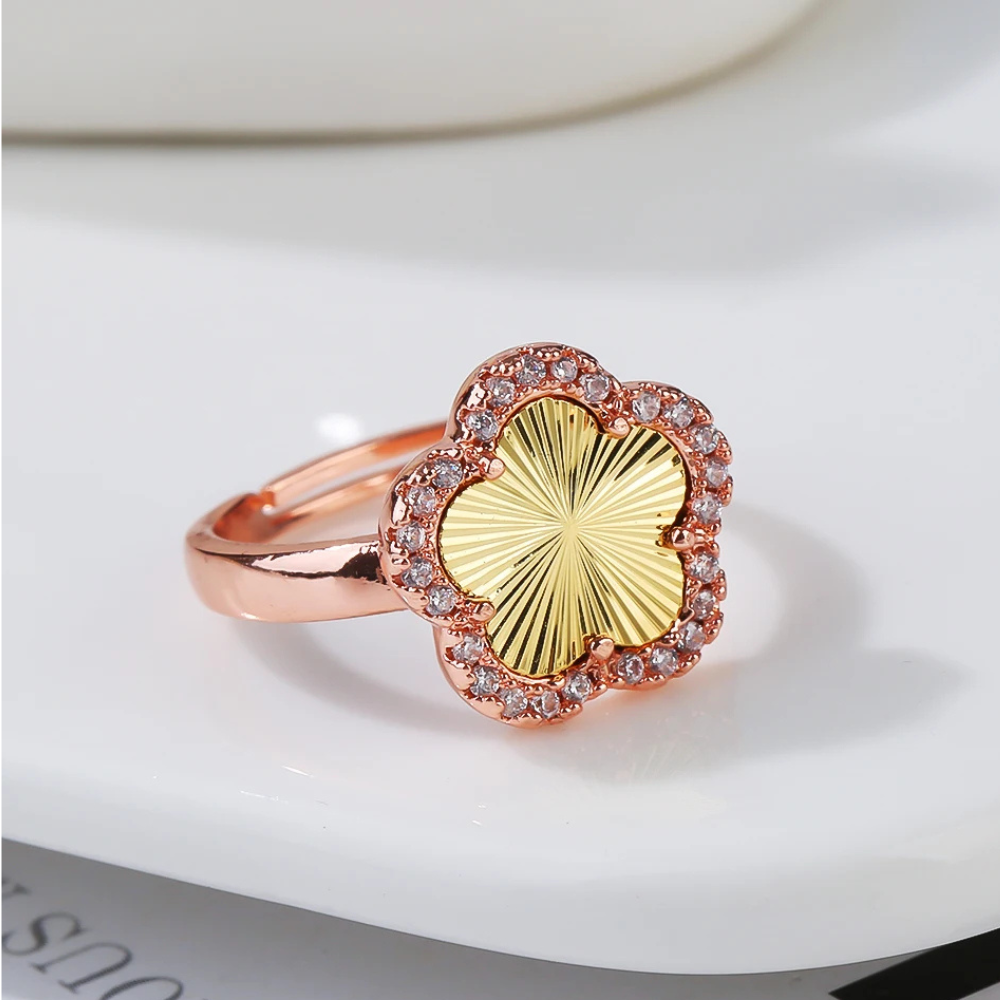 Bague Trèfle Or Rose et Doré