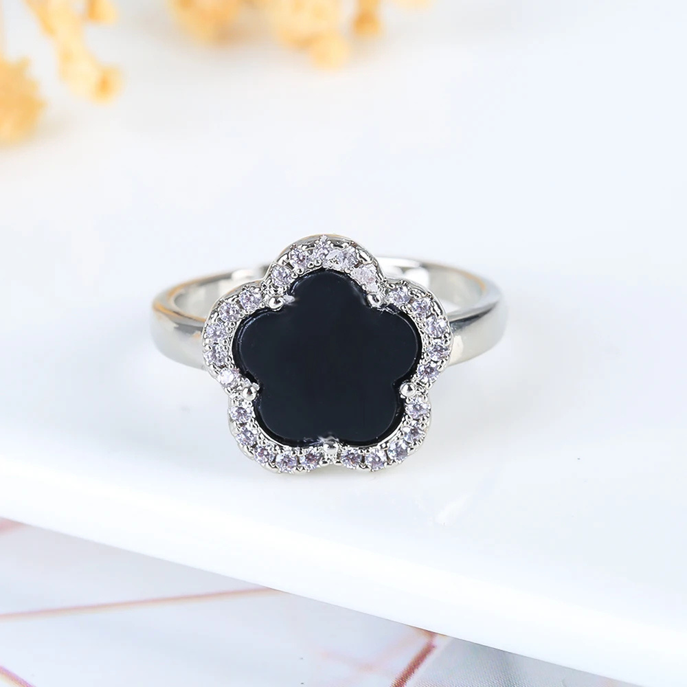 Bague Trèfle Argent et Noire