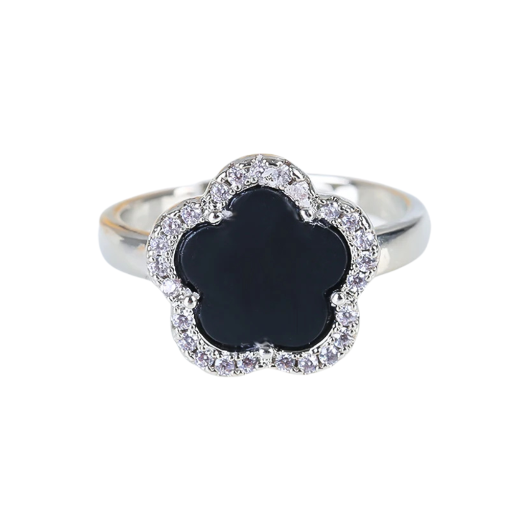 Bague Trèfle Argent et Noire