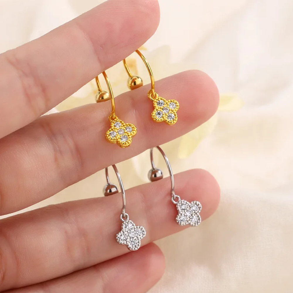 Boucles d'Oreilles Trèfle femme pendantes