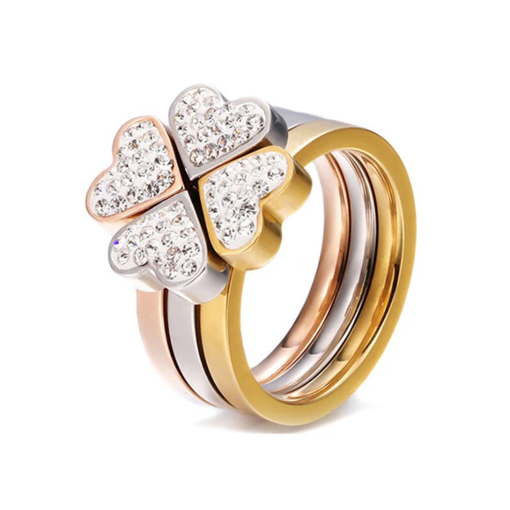 Triple Bague Trèfle multicolore