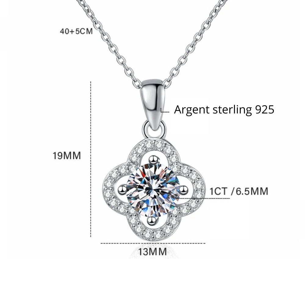 Collier pendentif Trèfle et diamant