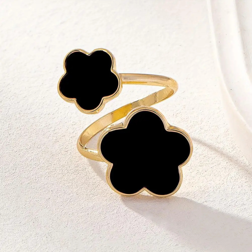 Bague double Trèfle Nacre noir
