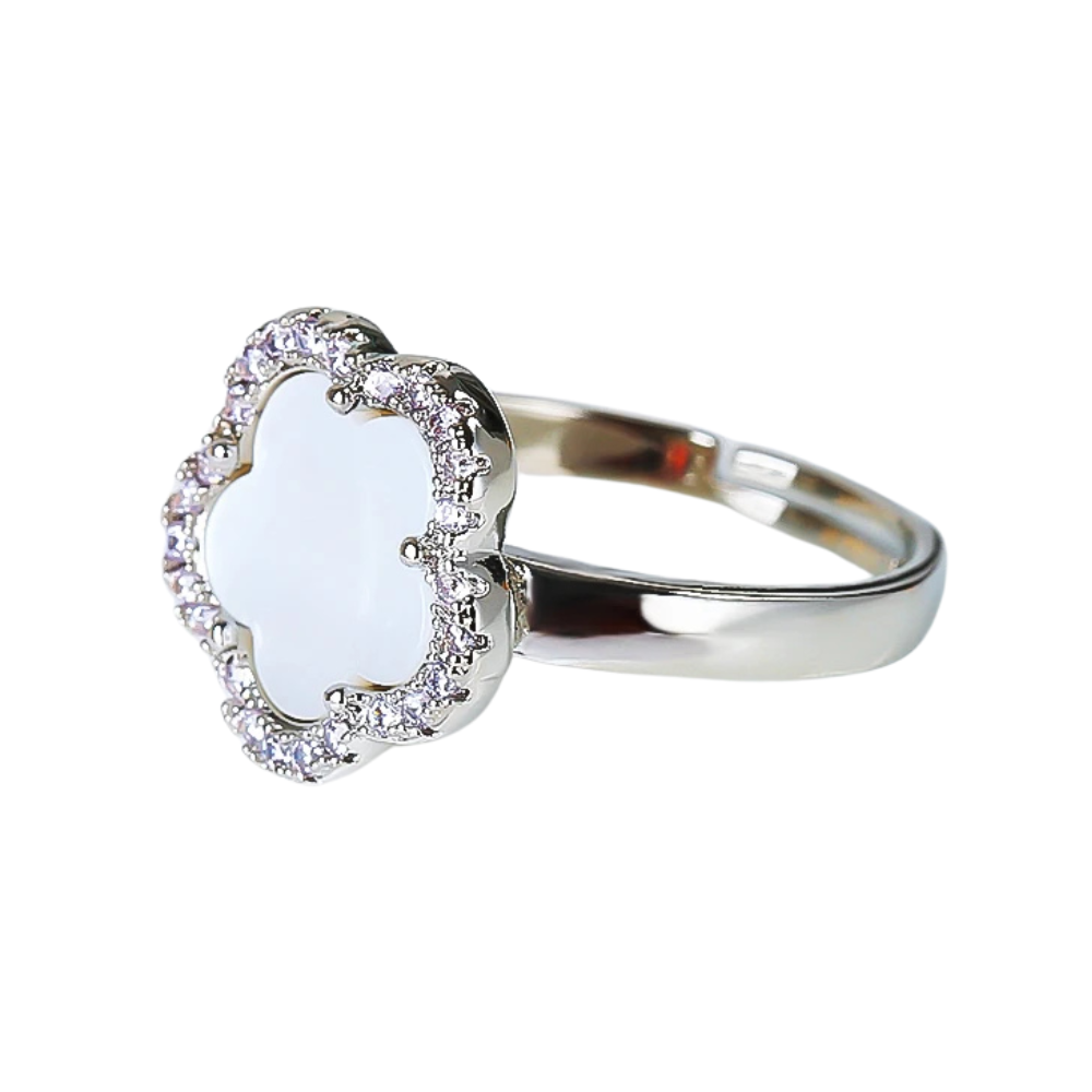 Bague Trèfle Argent et Blanche