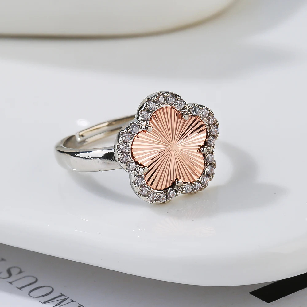 Bague Trèfle Argent et Rose