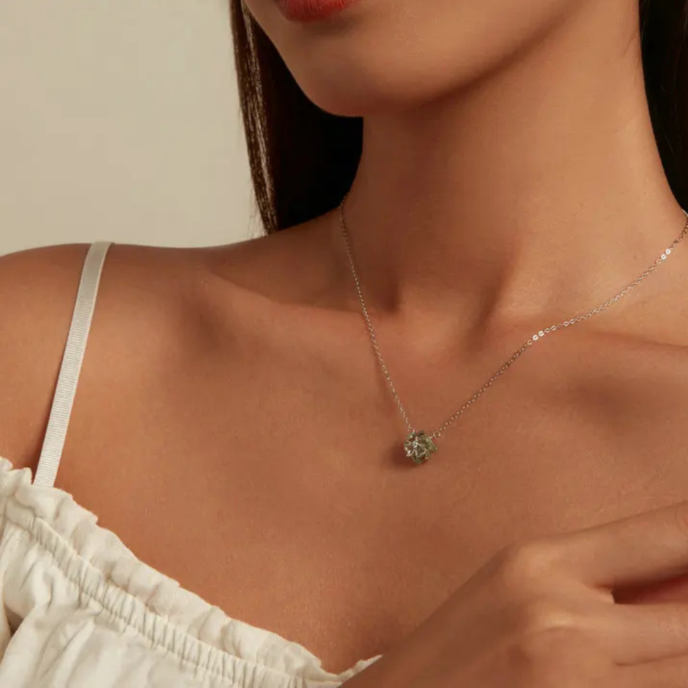 Collier Trèfle Carré Vert