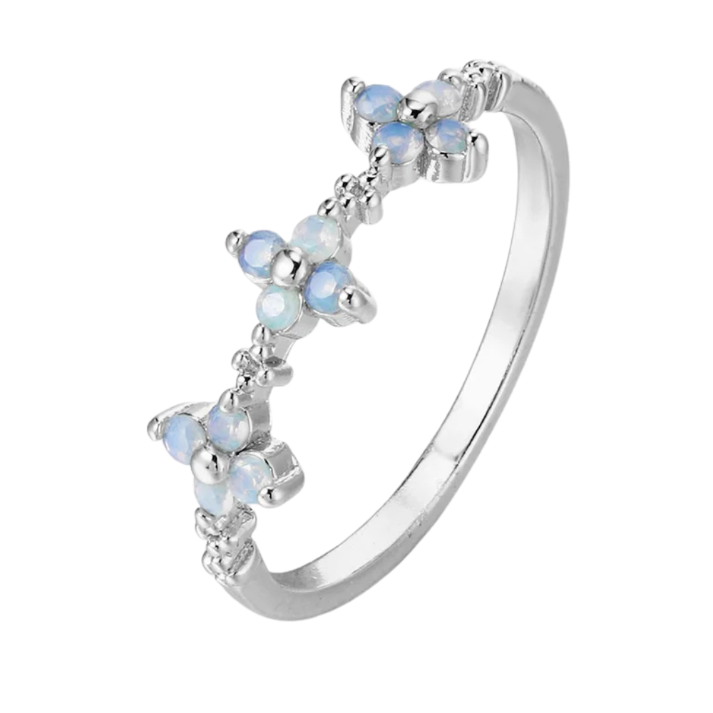 Bague Trèfle argent et bleue
