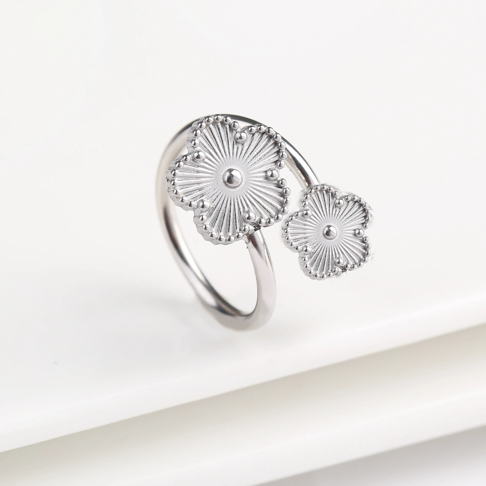 Bague Trèfle Fleur argenté