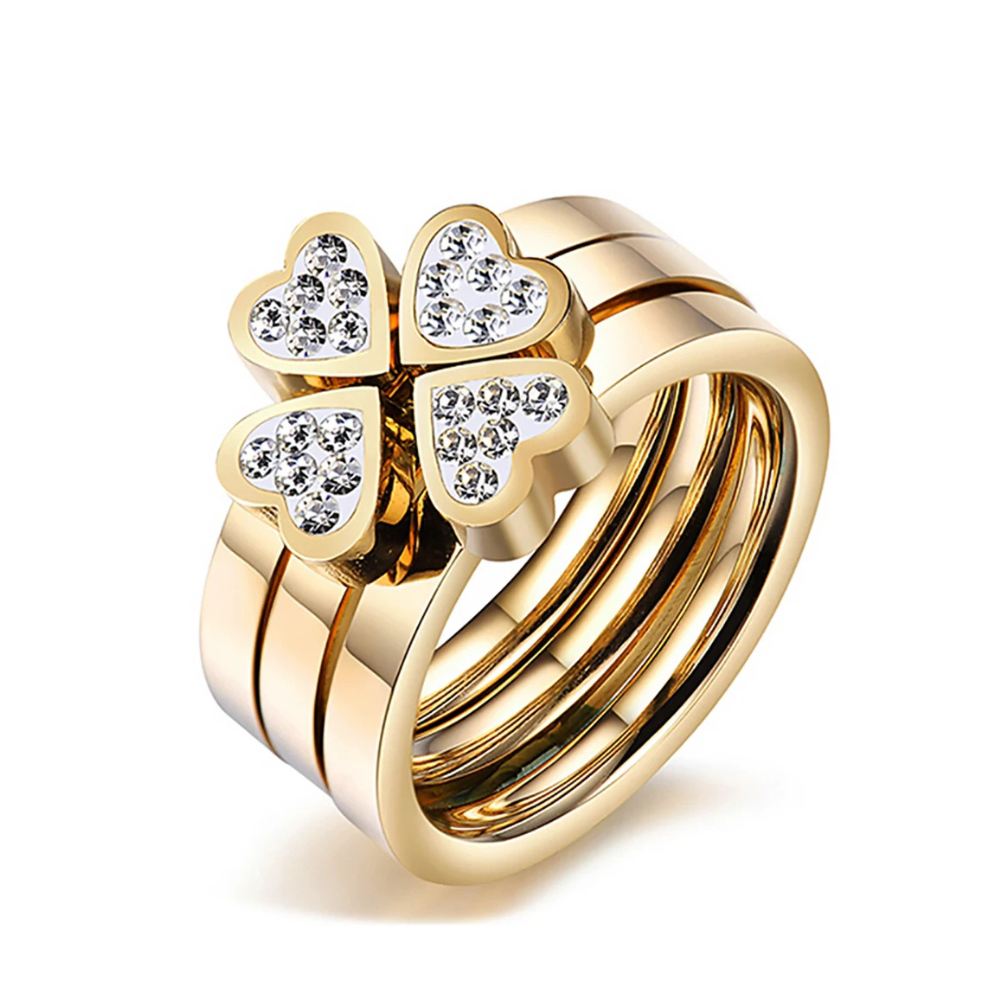 Triple Bague Trèfle or