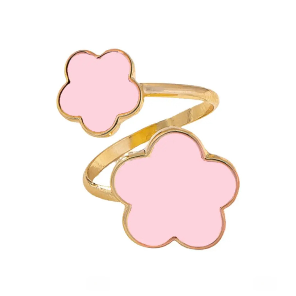 Bague double Trèfle Nacre rose