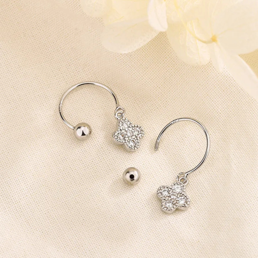 Boucles d'Oreilles Trèfle argentées
