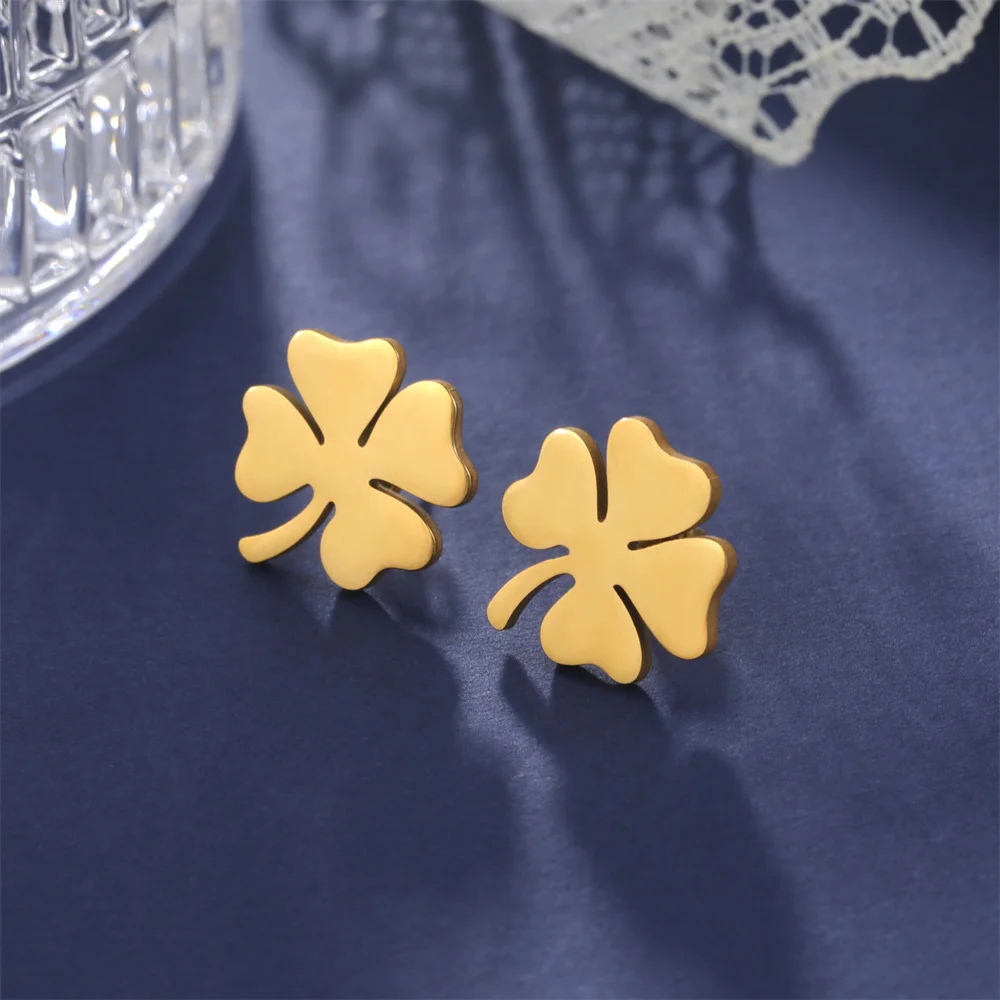 Boucles d'Oreilles Trèfle acier