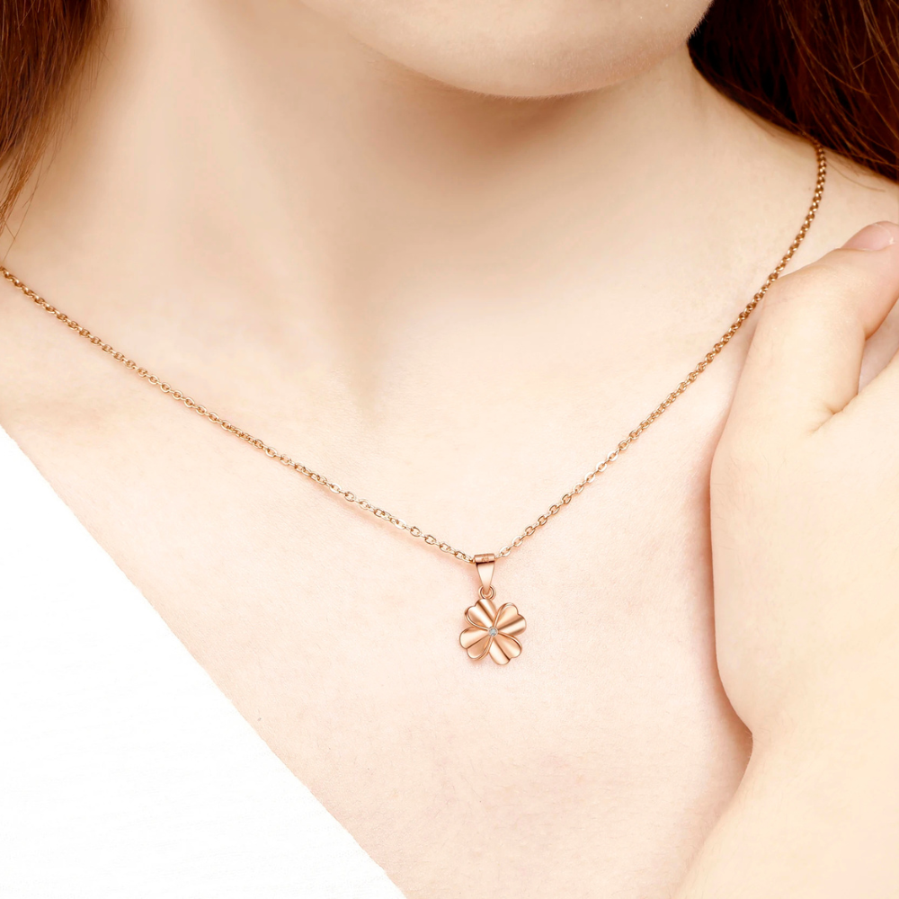 Collier Trèfle Coeurs Or Rose