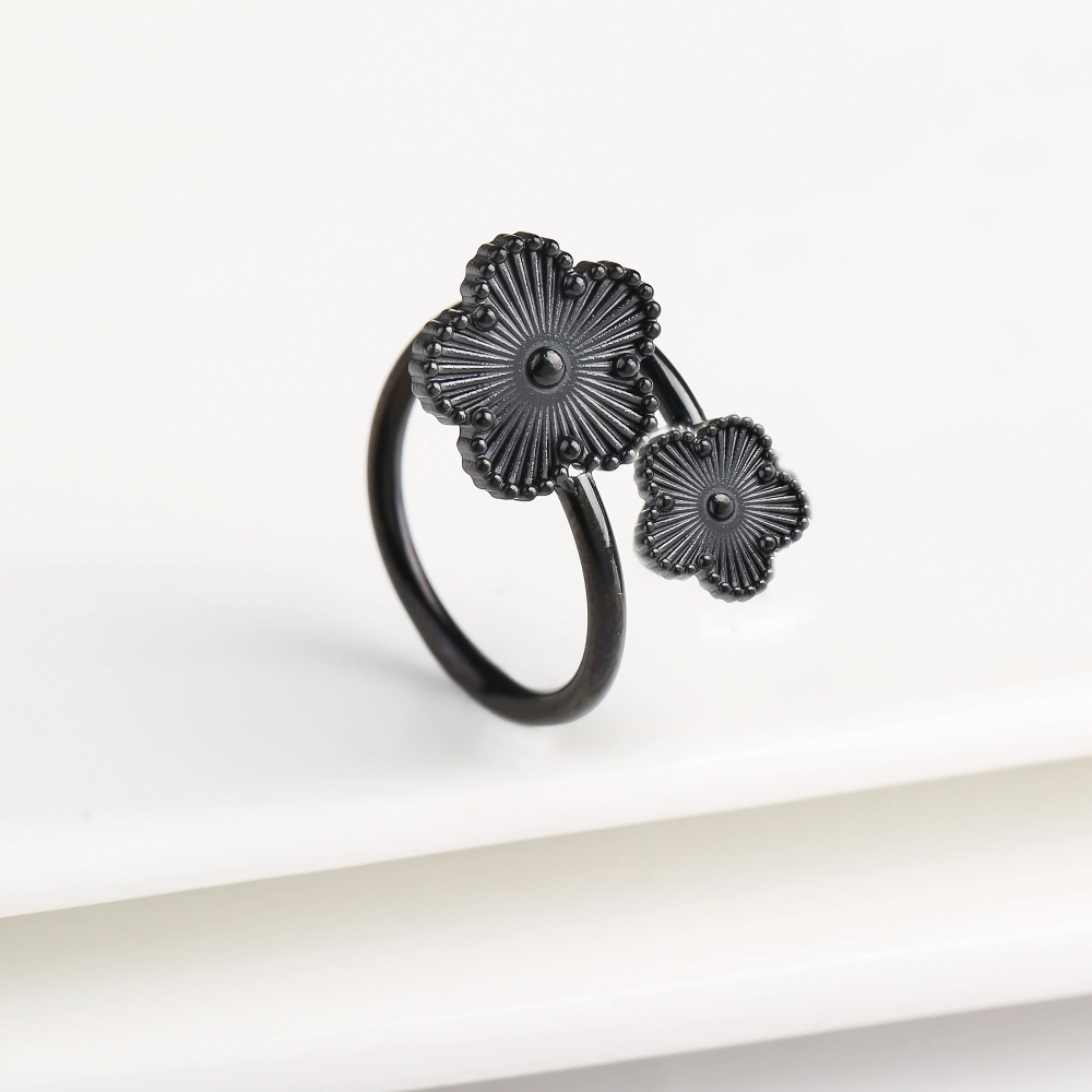Bague Trèfle Fleur noir