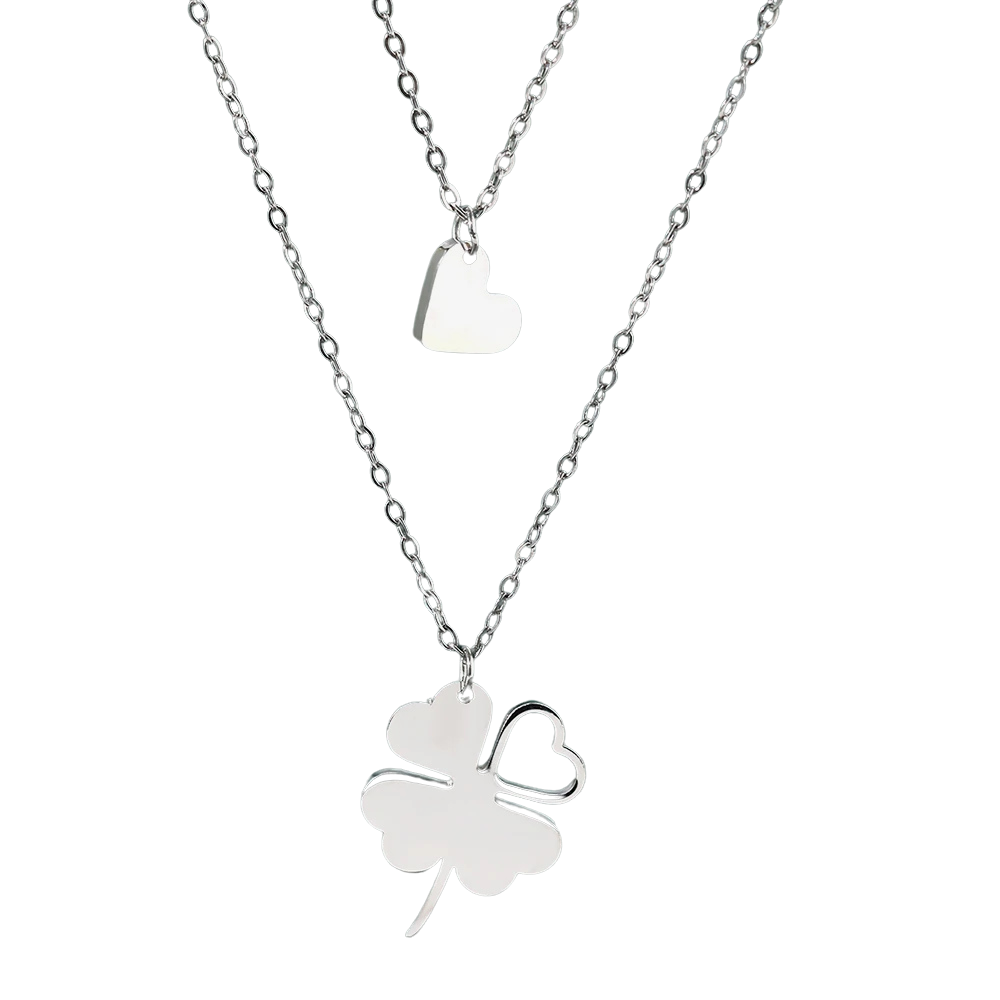 Double Collier Trèfle et Cœur
