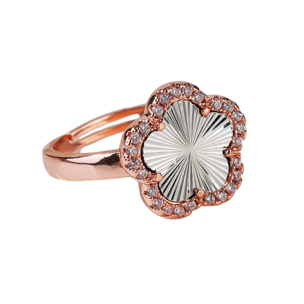 Bague Trèfle Or Rose et Blanc