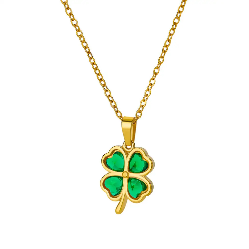 Collier Trèfle à Quatre Feuilles Vert