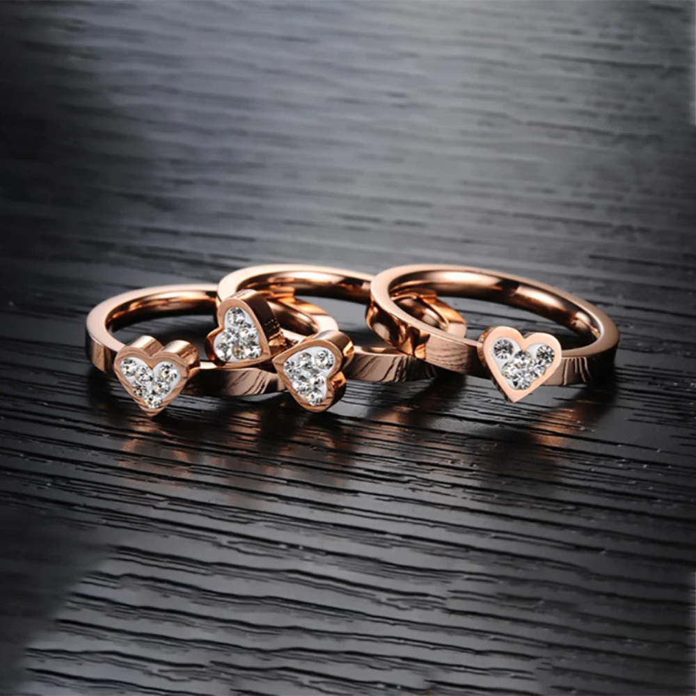 Triple Bague Trèfle coeurs