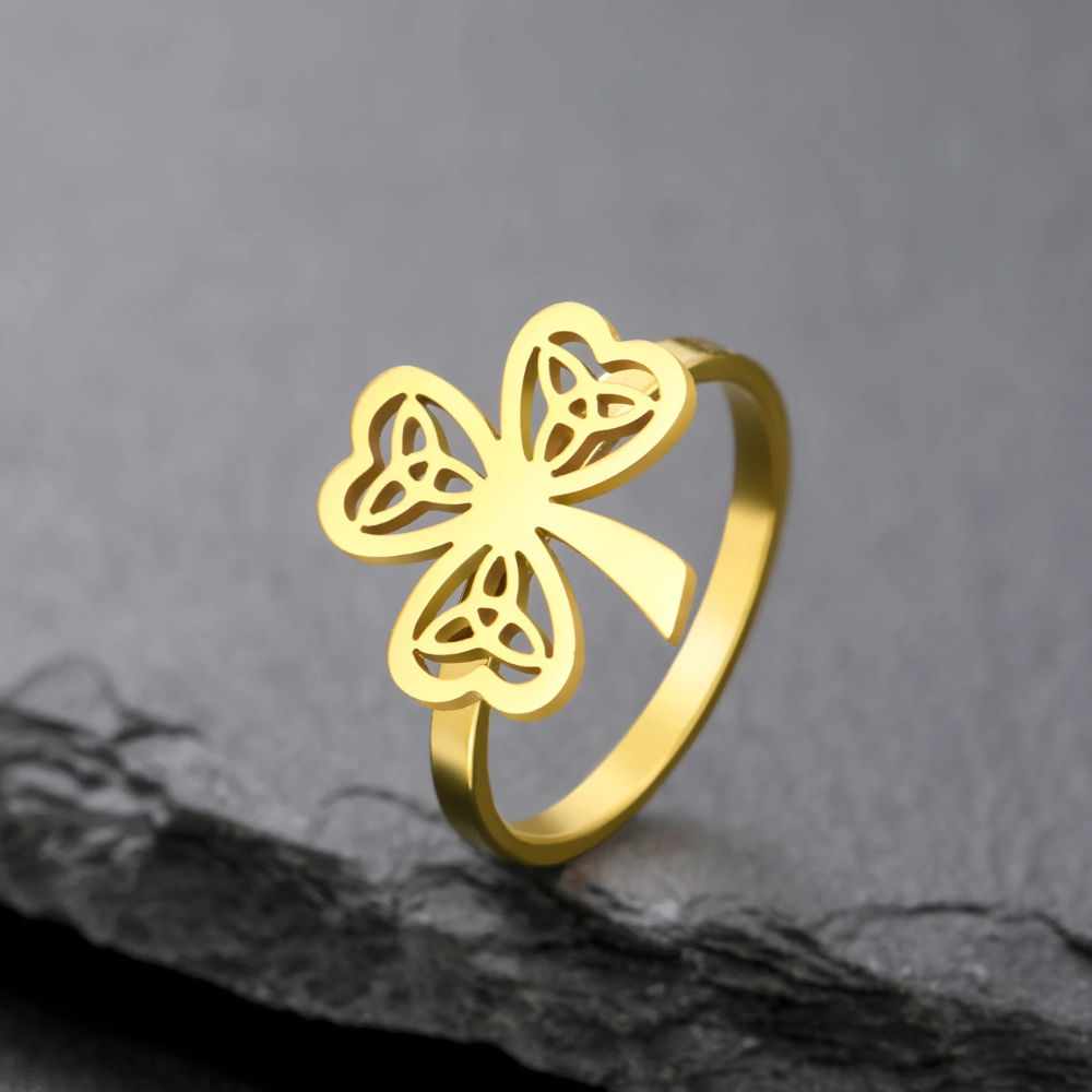 Bague Trèfle Celte doré