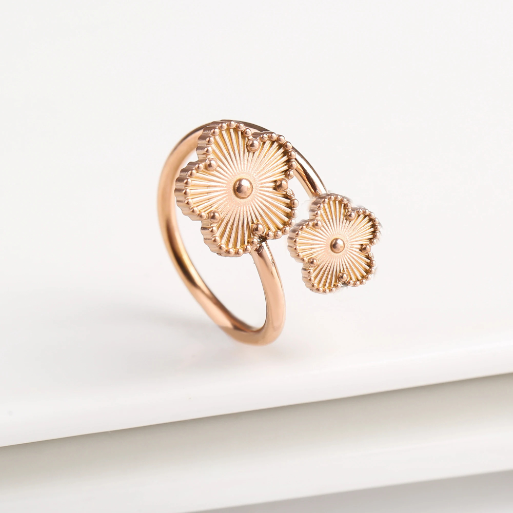 Bague Trèfle Fleur or rose