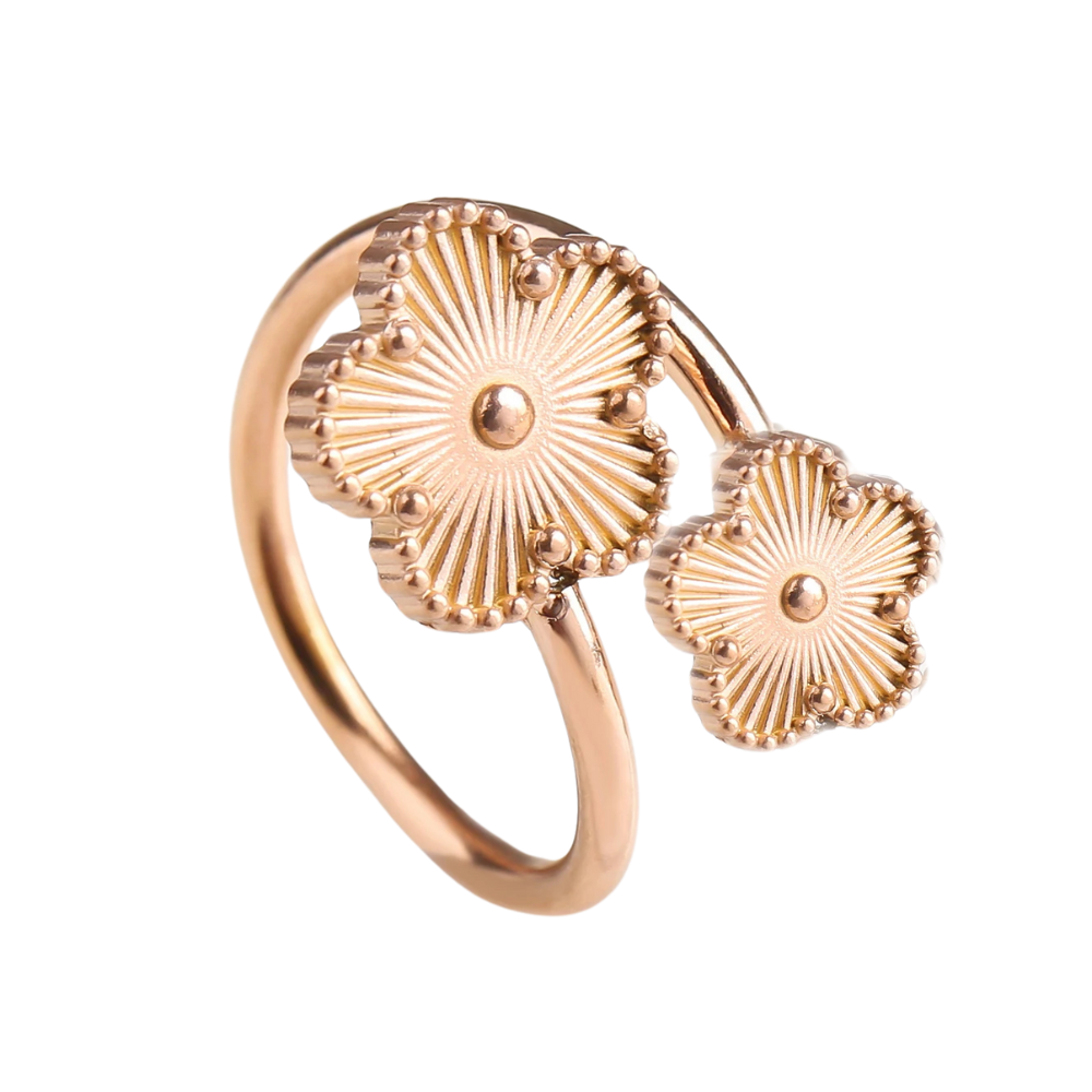 Bague Trèfle Fleur rose