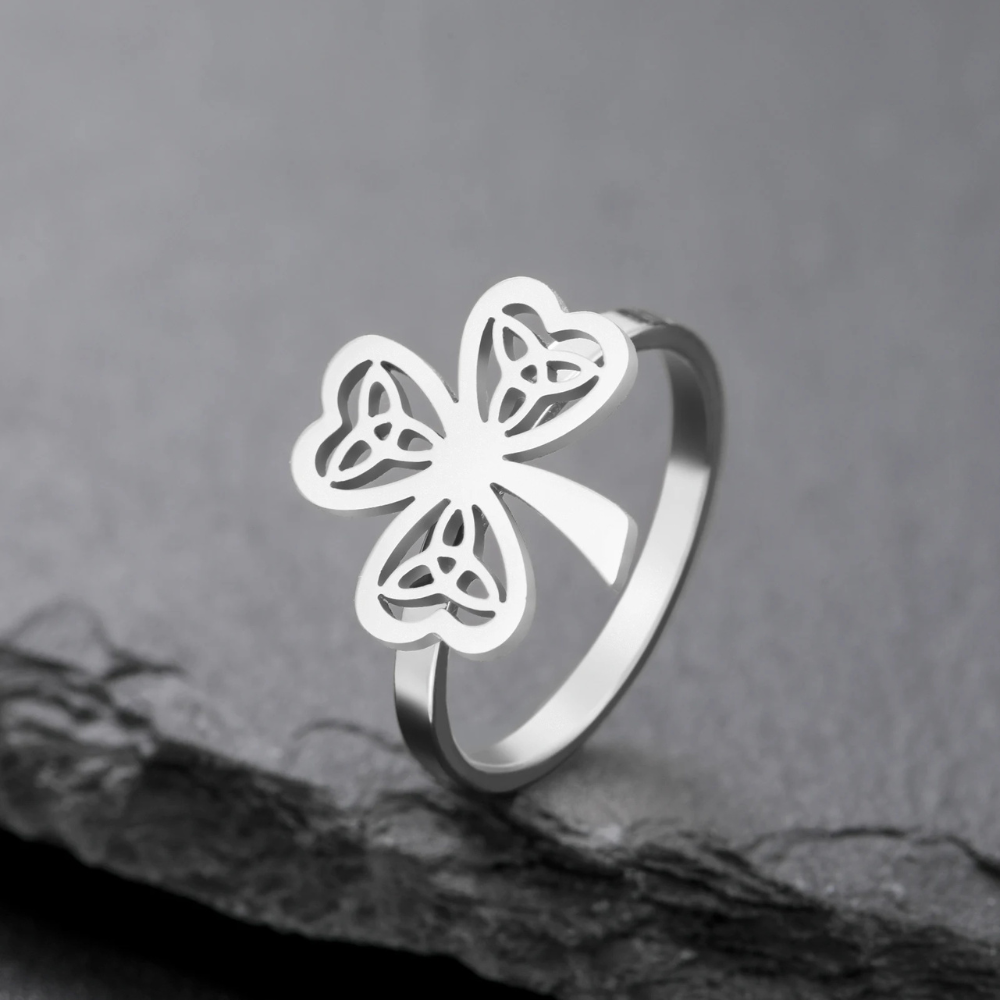 Bague Trèfle Celte acier
