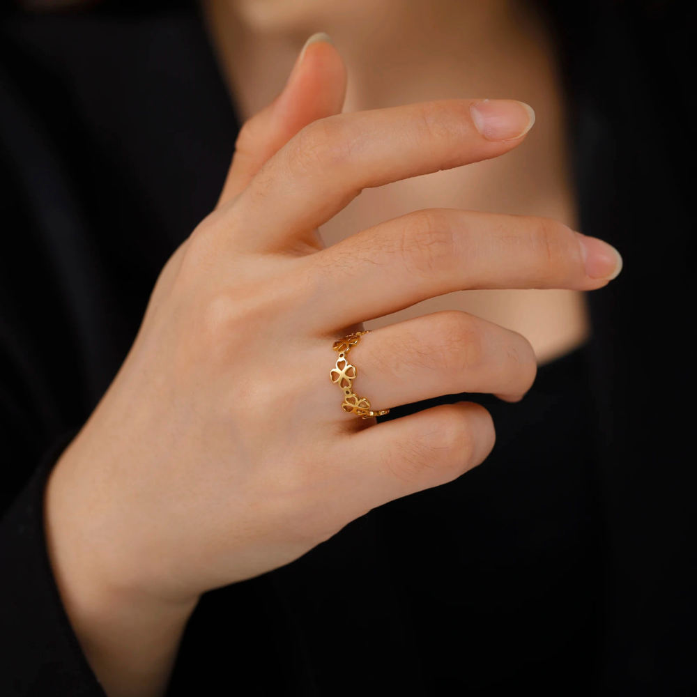 Bague Trèfle signe or