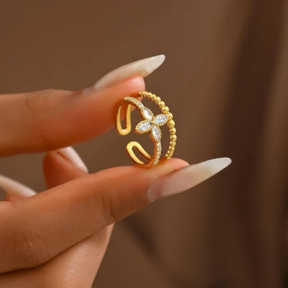 Bague Trèfle Design doré