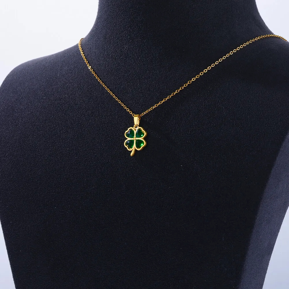 Collier Trèfle à Quatre Feuilles Vert doré