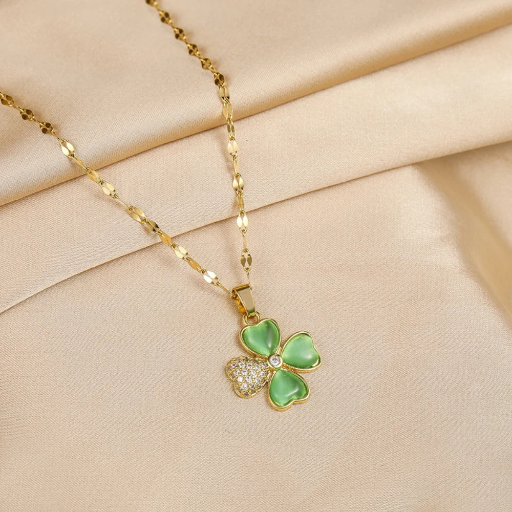 Collier Trèfle Vert or