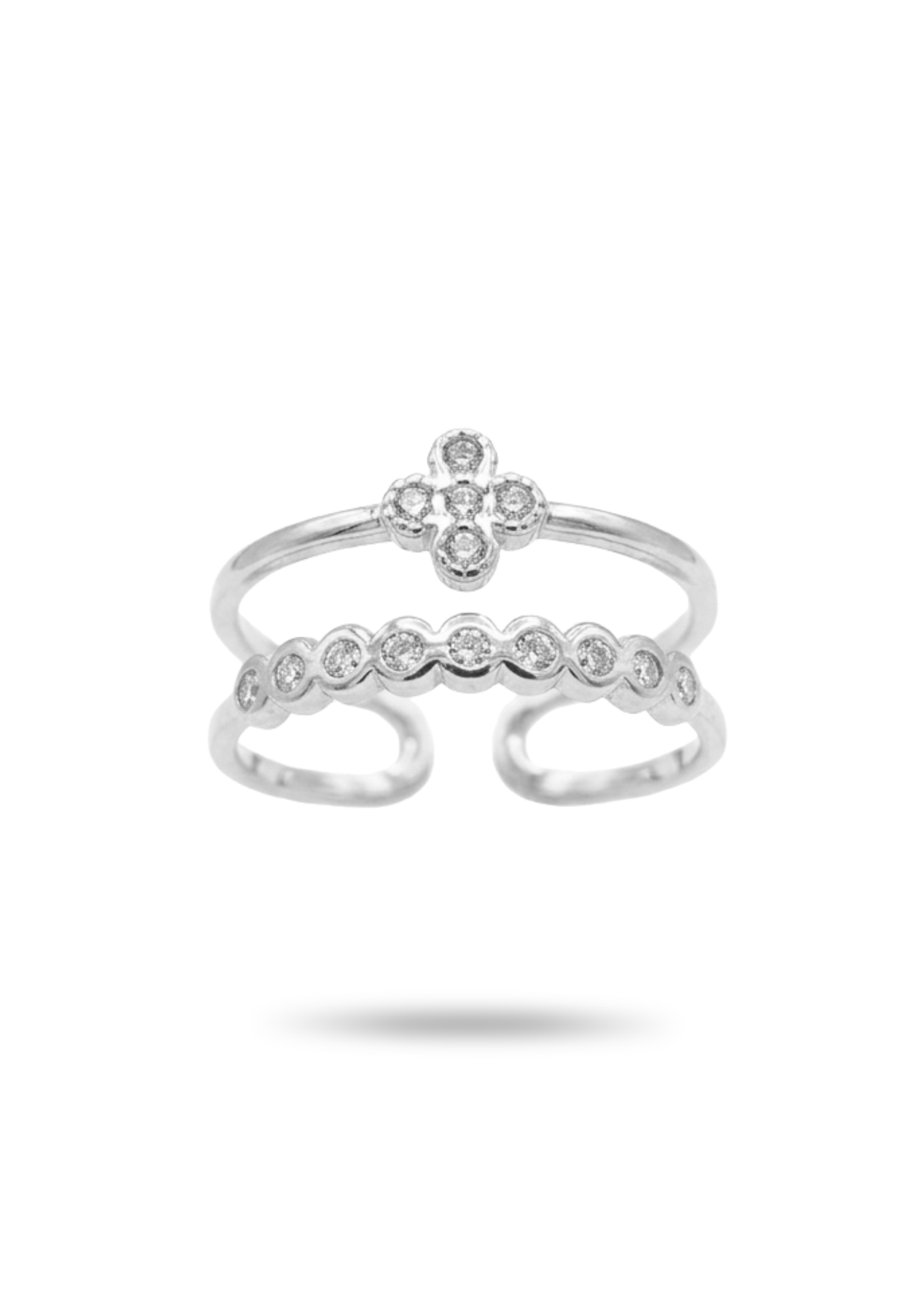 Bague Double Anneau Trèfle argent