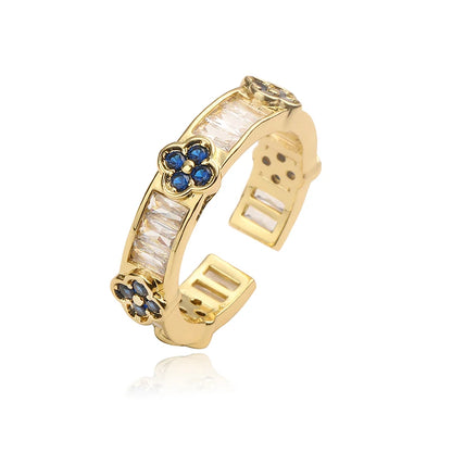 Bague Trèfle Cristaux bleu