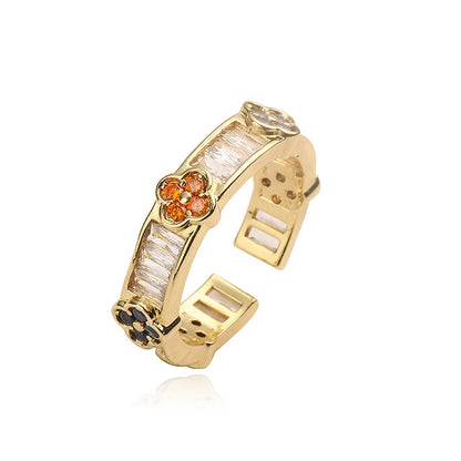 Bague Trèfle Cristaux orange