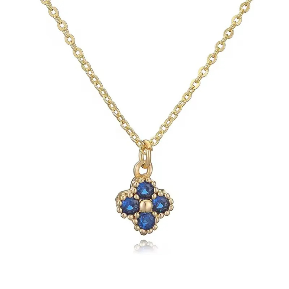 Collier Fantaisie Trèfle bleu