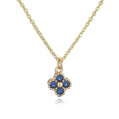 Collier Fantaisie Trèfle bleu