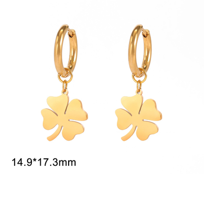 Boucles d'Oreilles Trèfle Créoles or