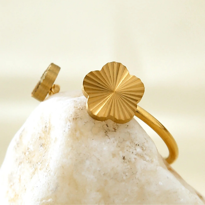 Bague Trèfle Fleur Or reglable