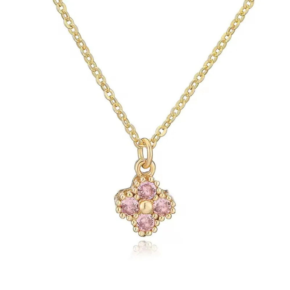 Collier Fantaisie Trèfle rose